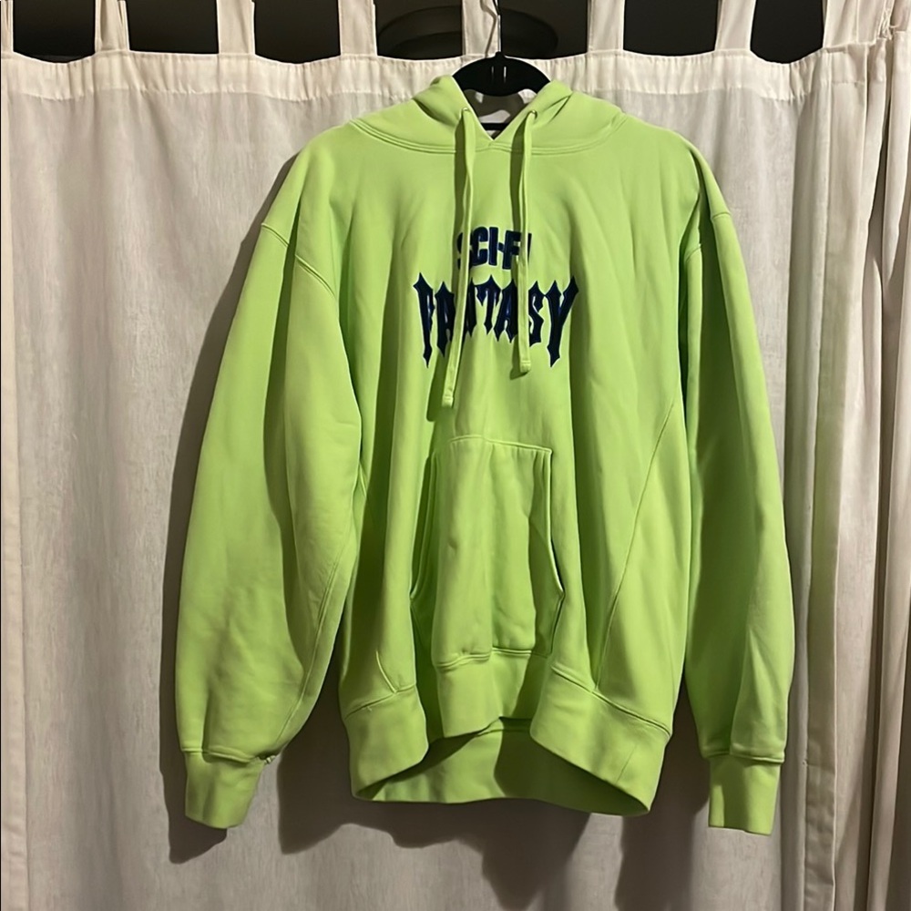 Sci-Fi Fantasy Neon Green Biker Hoodie - Medium